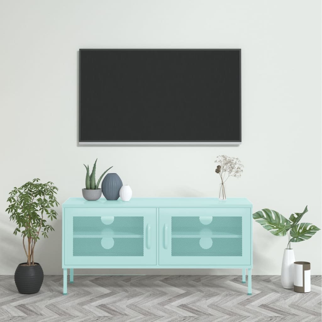 vidaXL Szafka pod telewizor miętowa 105x35x50 cm stalowa 336239
