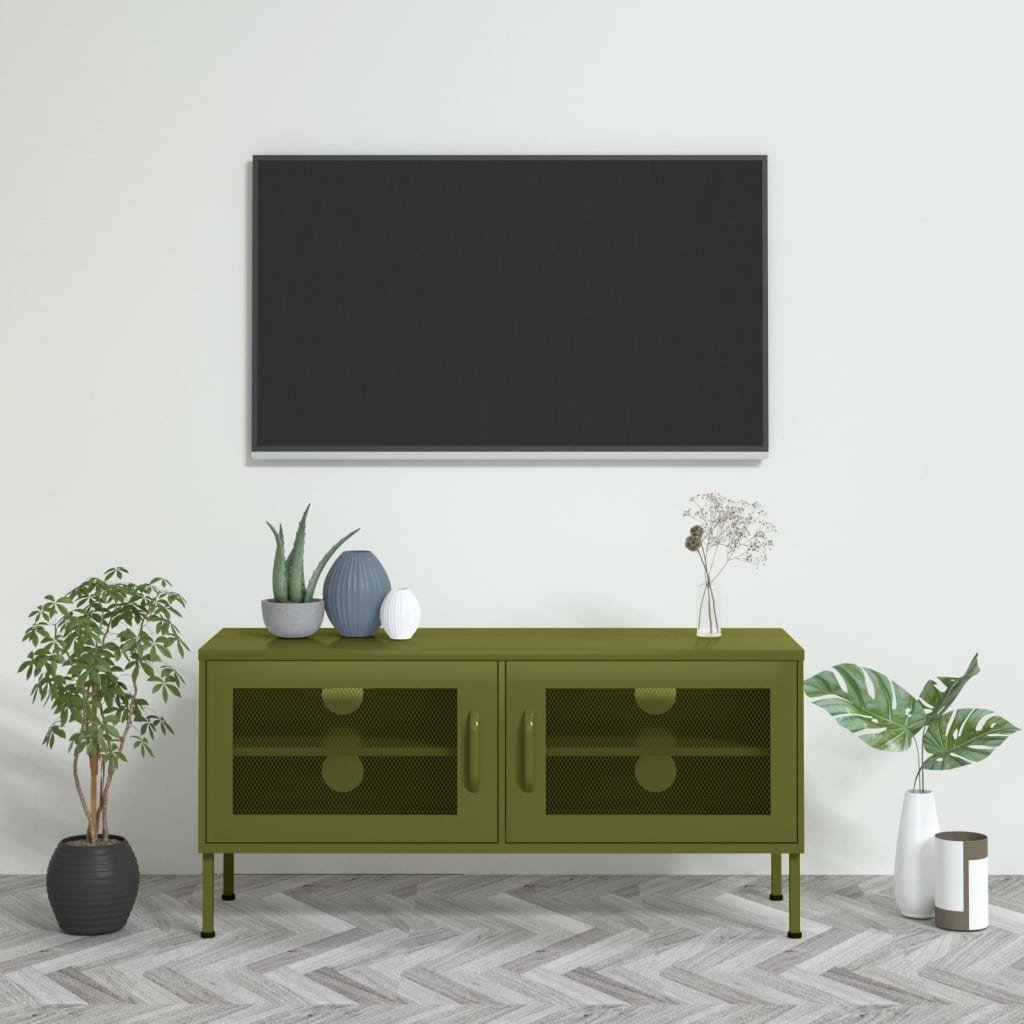 Vidaxl Szafka Pod Telewizor, Oliwkowa, 105X35X50 Cm, Stalowa