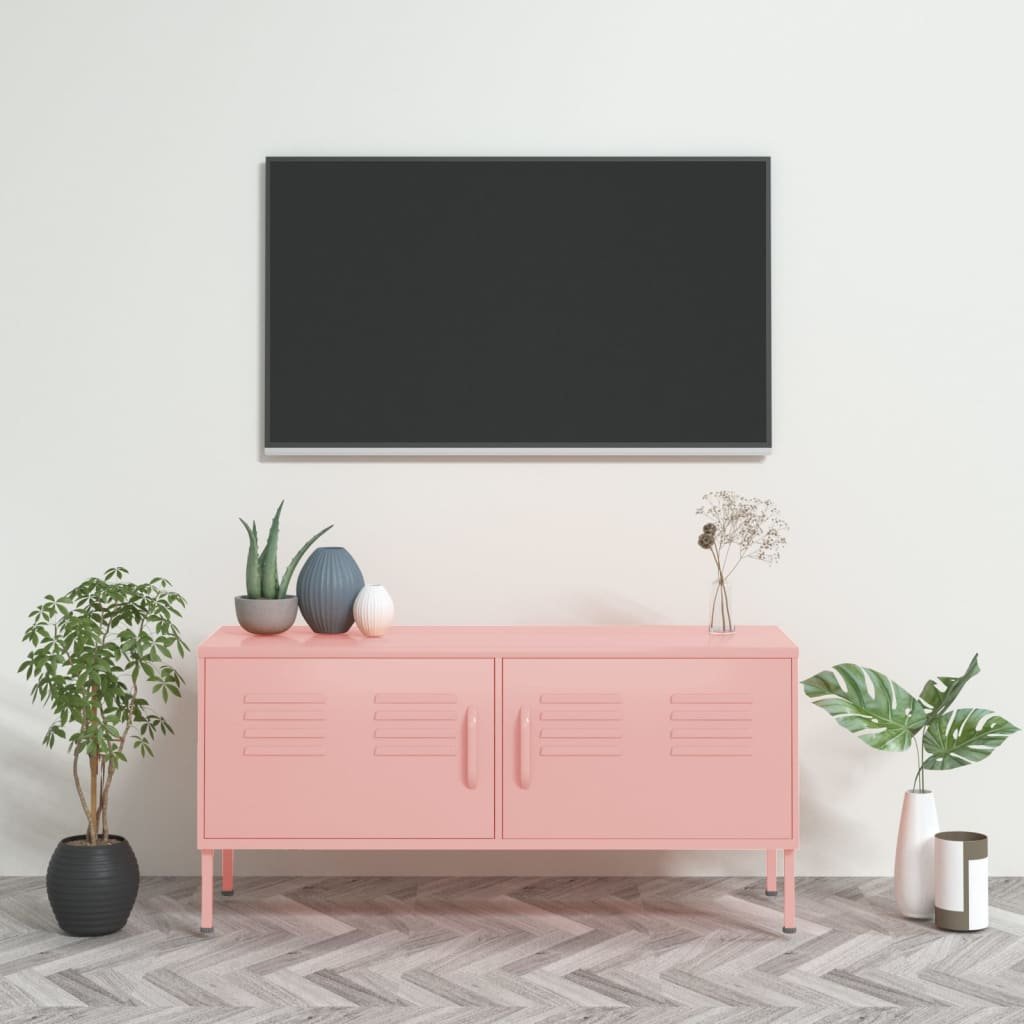 Lumarko Szafka pod telewizor, różowa, 105x35x50 cm, stalowa
