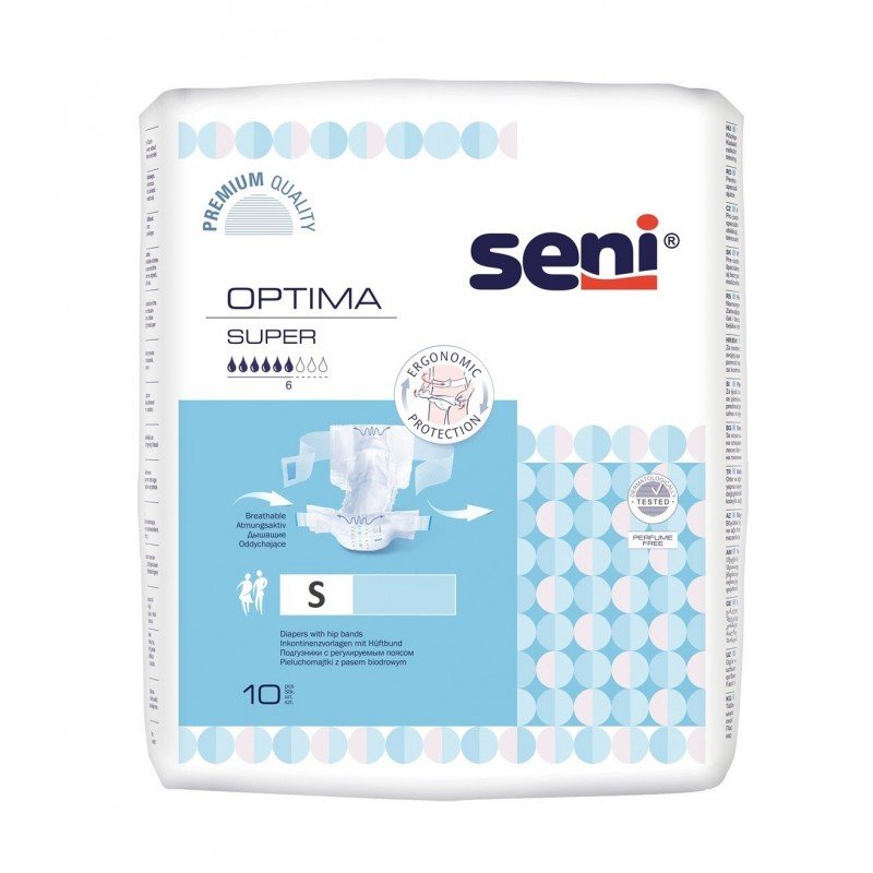 Seni Optima Super Pieluchomajtki z regulowanym pasem biodrowym S 10szt SE-097-SM10-G01