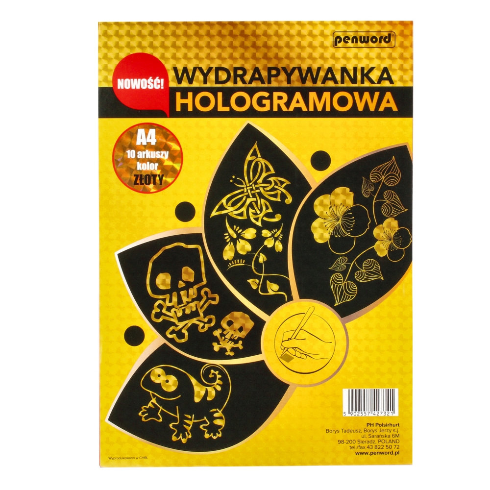Feniks Zestaw kreatywny wydrapywanka A4/10ARK holograf złota FOL SDM 427321 Eurotrade-5902557427321