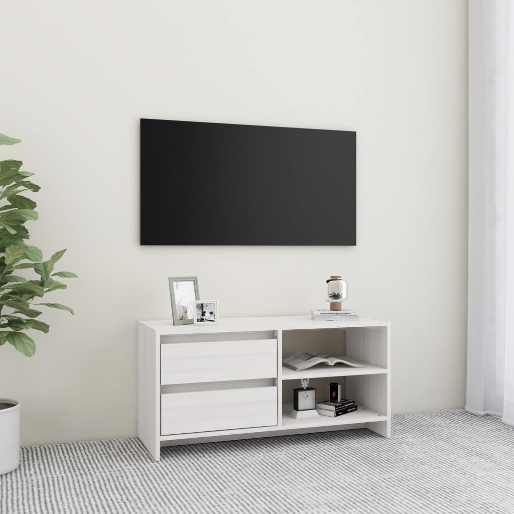 Lumarko Szafka pod TV, biała, 80x31x39 cm, drewno sosnowe