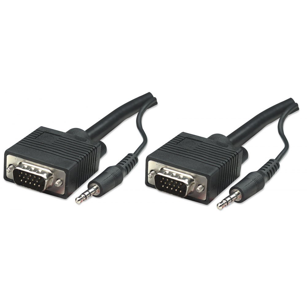 Фото - Кабель MANHATTAN Kabel SVGA HD15-HD15 M/M z audio Jack 3.5mm 4.5m czarny 