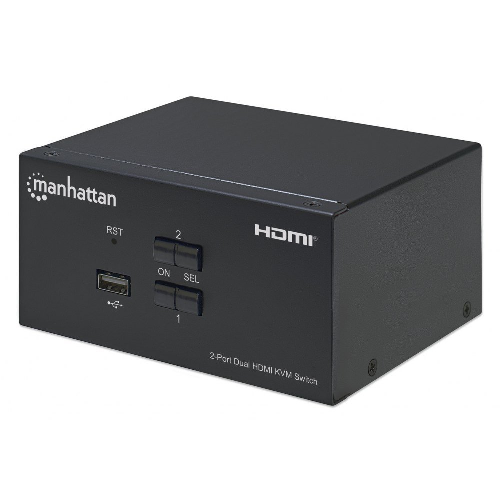 MANHATTAN Przełącznik KVM HDMI/USB 2x1 Dual-Monitor Video 4K 30Hz