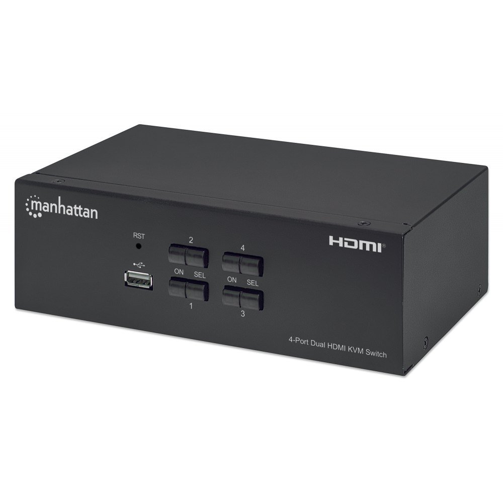 MANHATTAN Przełącznik KVM HDMI/USB 4x1 Dual-Monitor Video 4K 30Hz