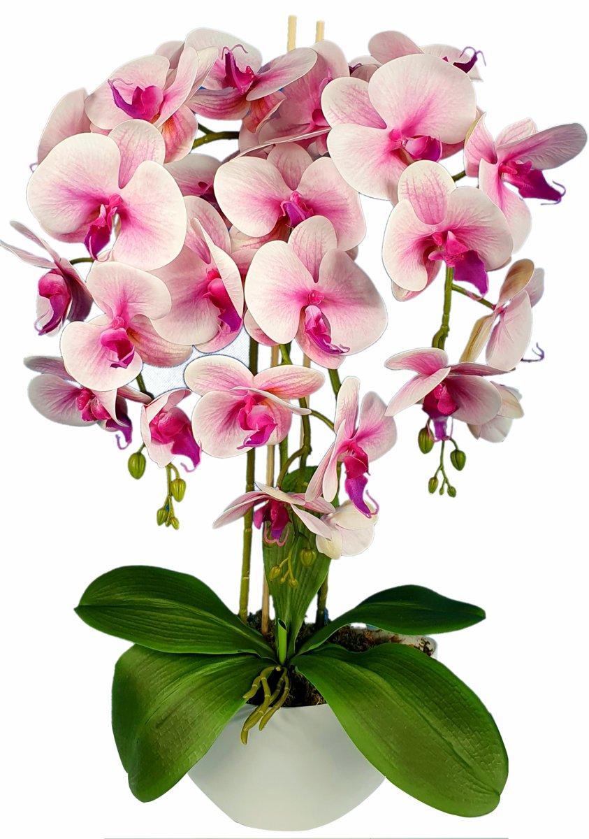 Storczyk Sztuczny Kwiaty Orchidea 3Prj Guma Jak Żywy, różowy