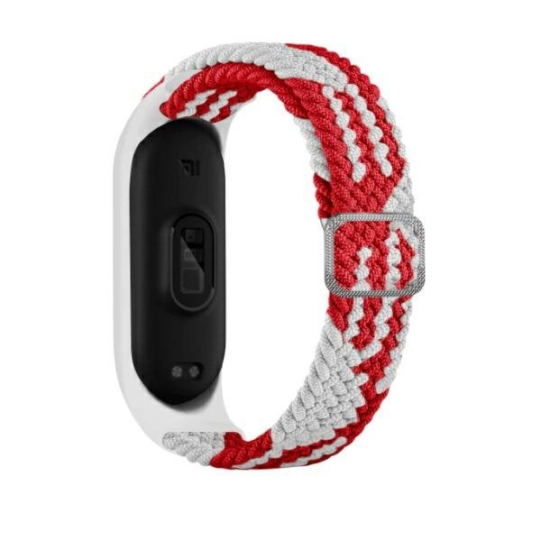 Beline pasek Mi Band 5/6 Textile red/white  czerwony/biały