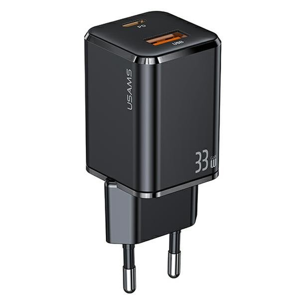 USAMS Ład. siec. 1xUSB-C+1xUSB T43 33W (only head) PD3.0 +QC3.0 Fast Charging czarny/black CC144TC01 (US-CC144)