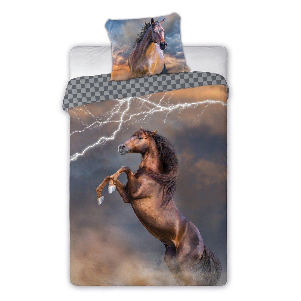 Faro TEKSTYLIA SPÓŁKA Z O O KOMANDYTOWA Pościel 160 x 200 Młodzieżowa Horses 003 Piorun 1226179