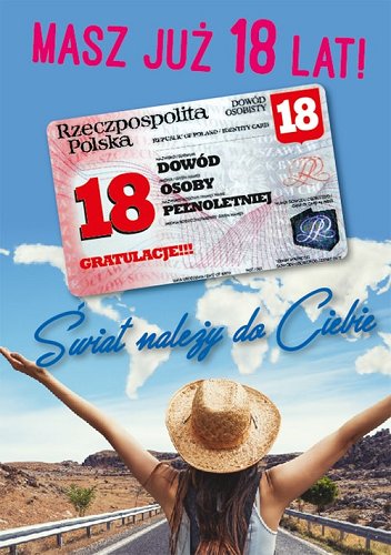 Kartka na osiemnastkę z dowodem Gift91