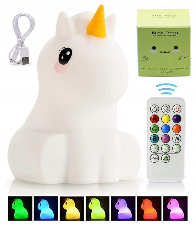 Lampka Nocna Dla Dzieci Jednorożec Led Silikonowa