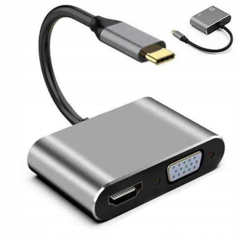 Adapter, Zenwire, Hub Przejściówka USB-C 2W1 HDMI 4K VGA M1