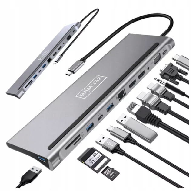 Stacja dokująca HUB USB-C 12w1 RJ45 2x HDMI 4K M1