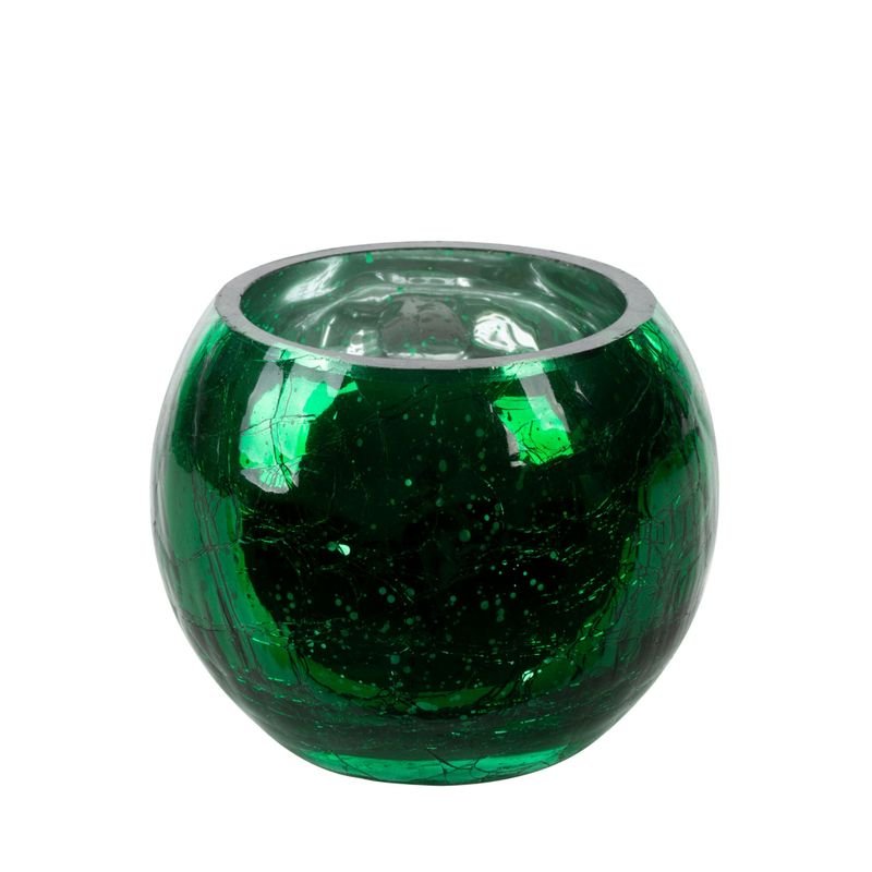 C. zielony świecznik w formie kuli ze szkła 10X8
