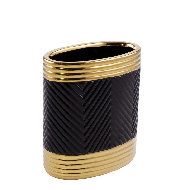 Dekoracyjny Wazon Ceramiczny Elif 17X10X20 Czarny + Złoty