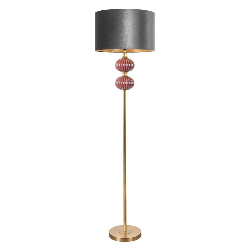 Lampa Stojąca Marita 46X174 Bordowa + Szara + Złota
