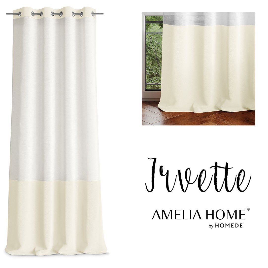 Biało-beżowa zasłona AmeliaHome Irvelette Eyelets, 140x270 cm