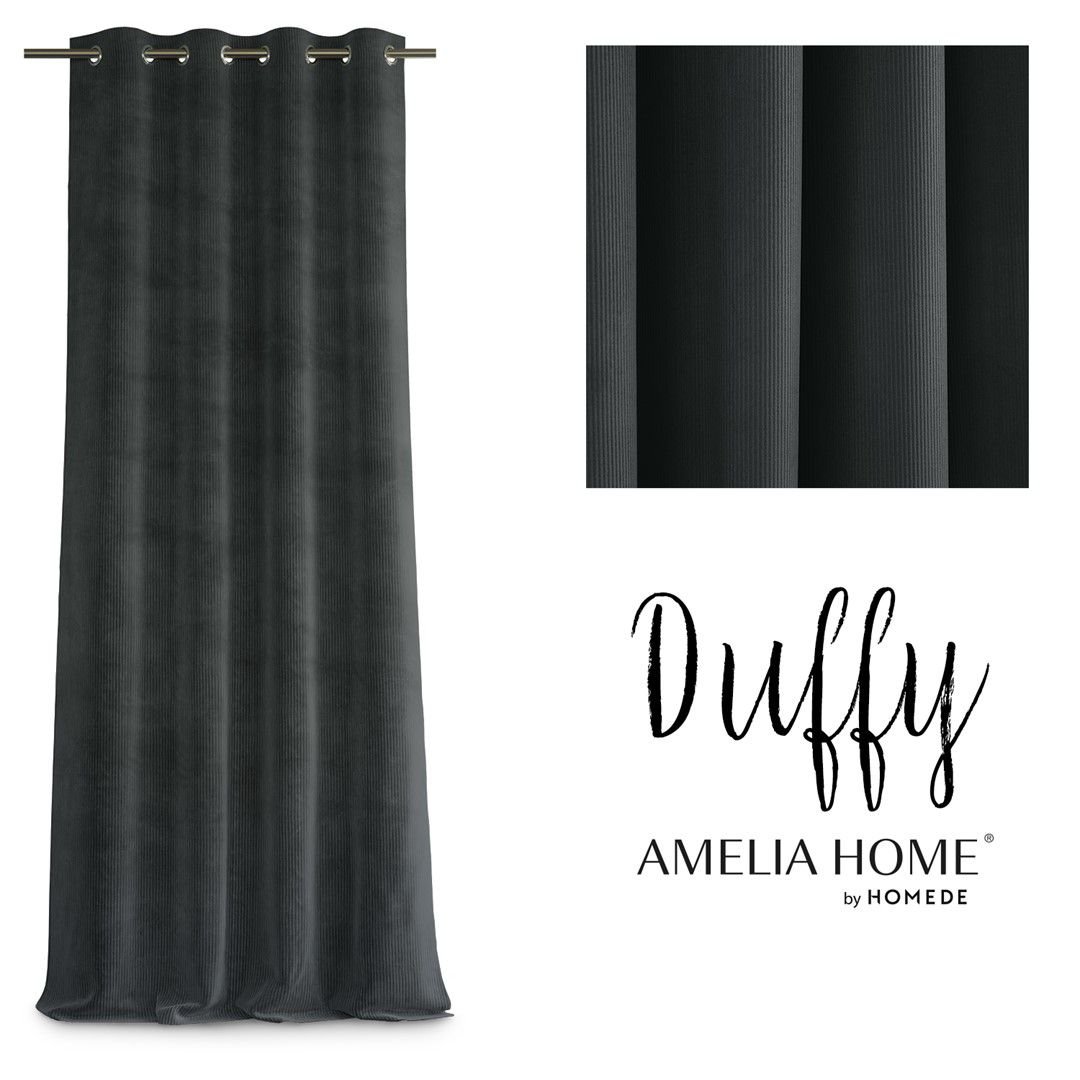 Amelia Home Zasłony na przelotkach 140x250 Duffy sztruksowe ciemne szare AH/DUF/EYE/CH/1425
