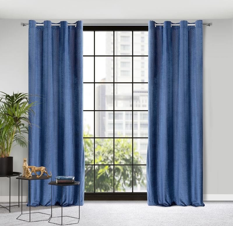 Euro Firany Zasłona Velvet Lussi 140 x 250 Przelotka Granatowy 1220809