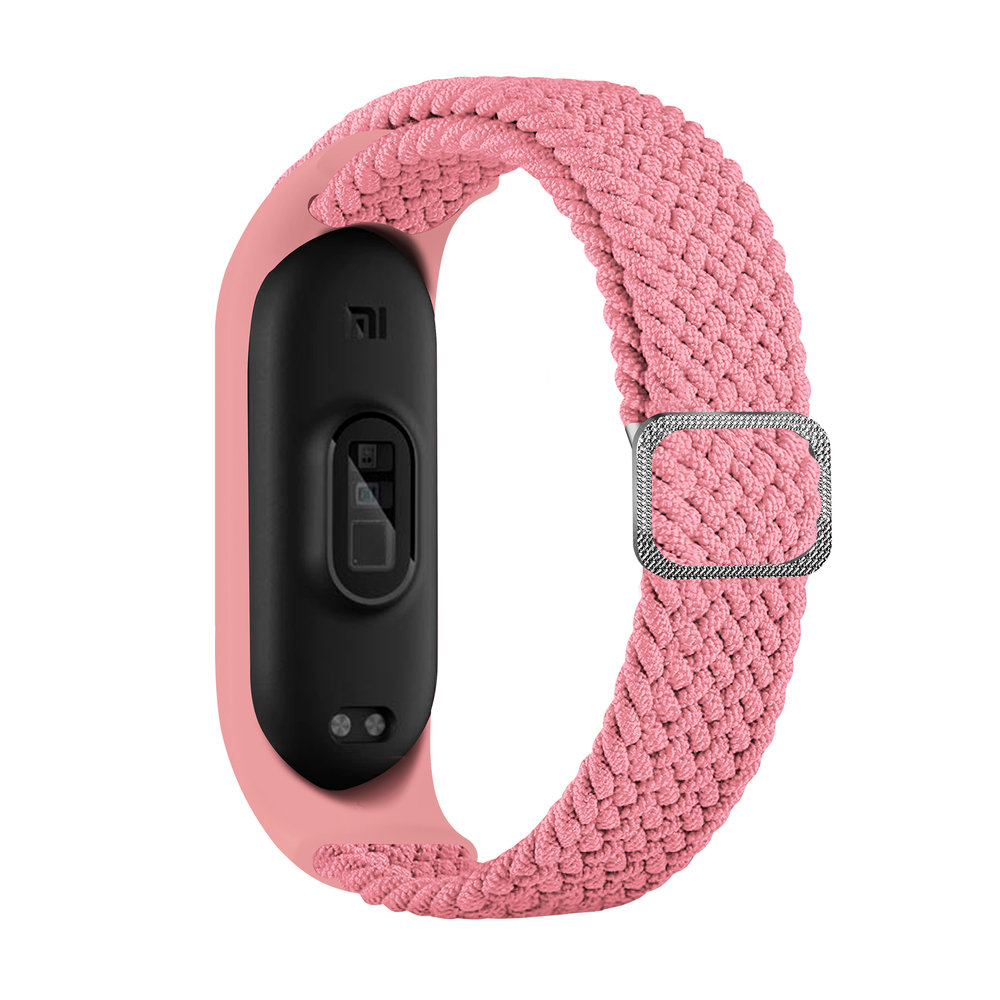 Strap Fabric opaska do Xiaomi Mi Band 6 / 5 / 4 / 3 pleciony materiałowy pasek bransoletka różowy