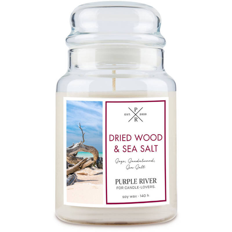 Purple River sojowa naturalna świeca zapachowa w szkle 22 oz 623 g - Dried Wood & Sea Salt
