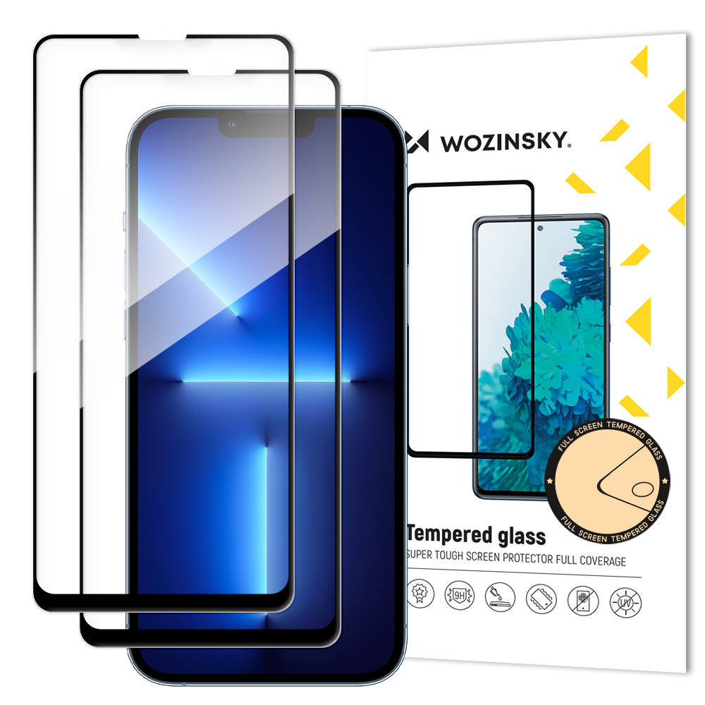 Wozinsky zestaw 2x super wytrzymałe szkło hartowane Full Glue na cały ekran z ramką Case Friendly iPhone 13 mini czarny hurtel-76892-0