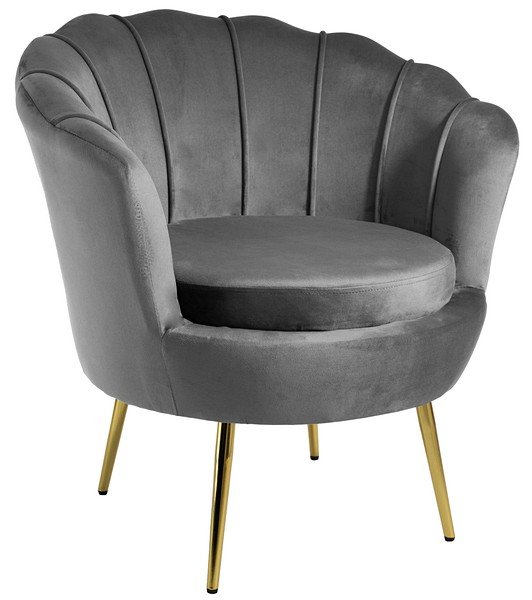 Fotel Muszelka Shell Szara Na Złotych Nogach Dsw