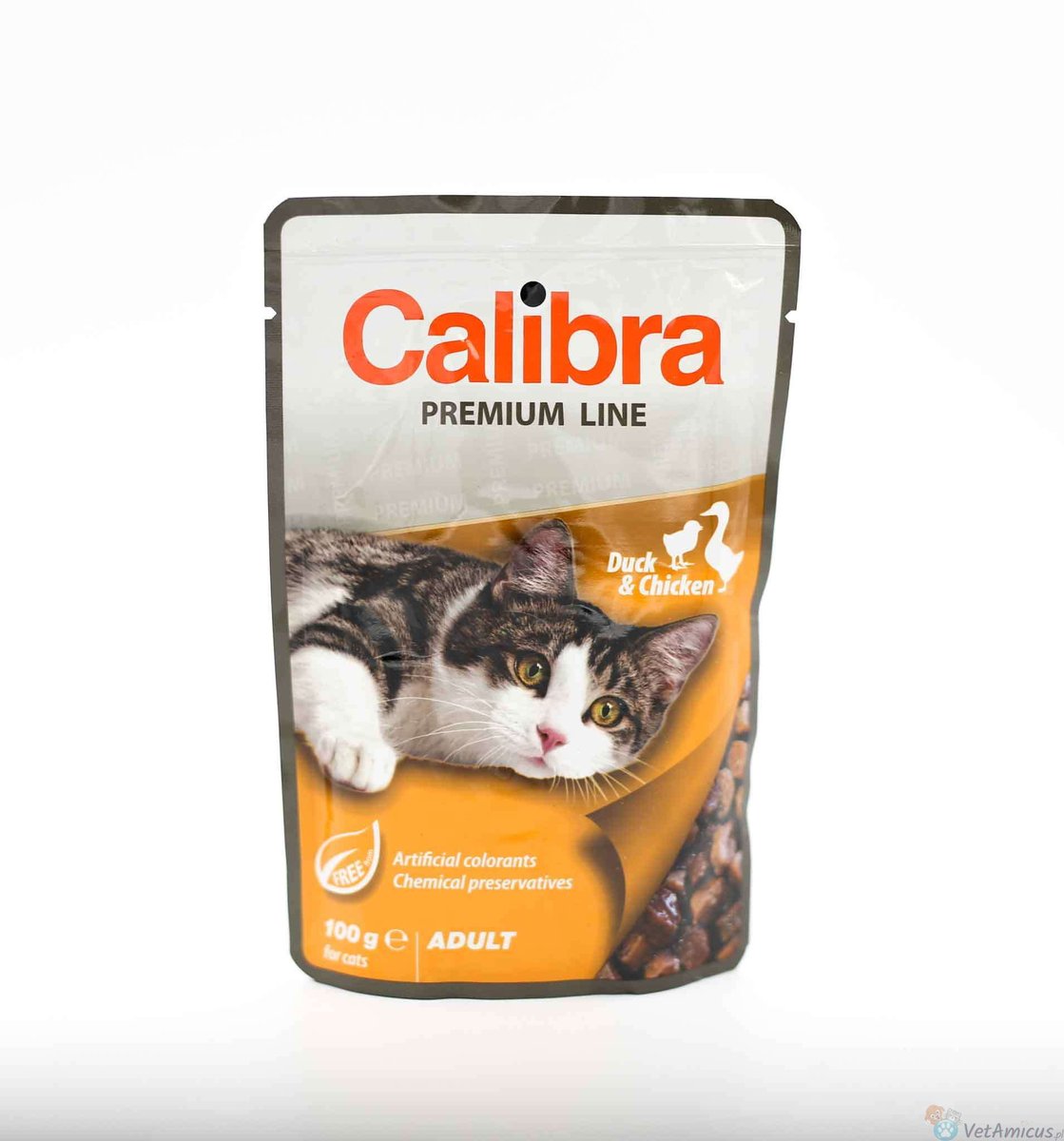 CALIBRA CAT PREMIUM ADULT DUCK&CHICKEN 100 G Karma z kawałkami mięsa z kaczki i kurczaka w sosie