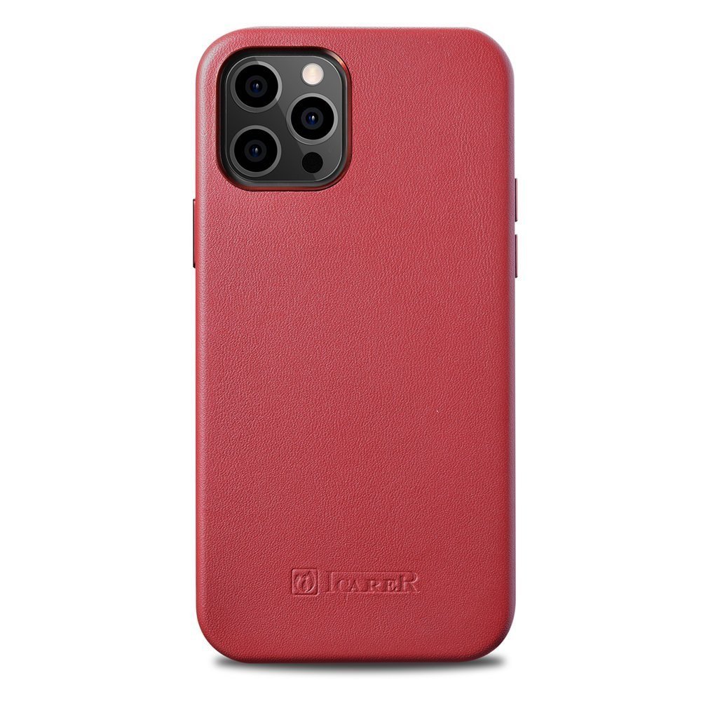 ICARER Etui Case Leather do iPhone 12 Pro Max czerwony (kompatybilne z MagSafe)