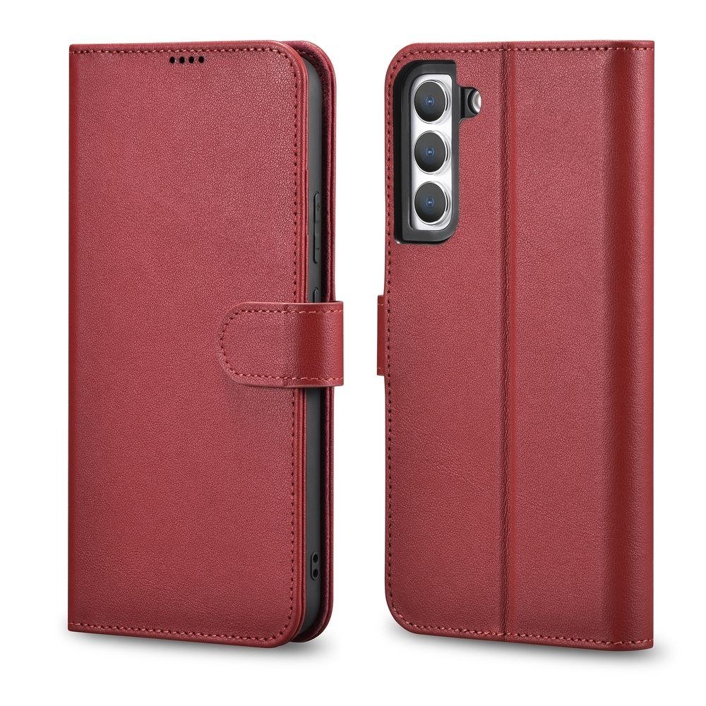 ICARER Etui Haitang Leather Wallet Case do Samsung Galaxy S22 czerwony