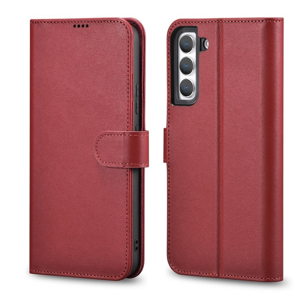 ICARER Etui Haitang Leather Wallet Case do Samsung Galaxy S22 Plus czerwony