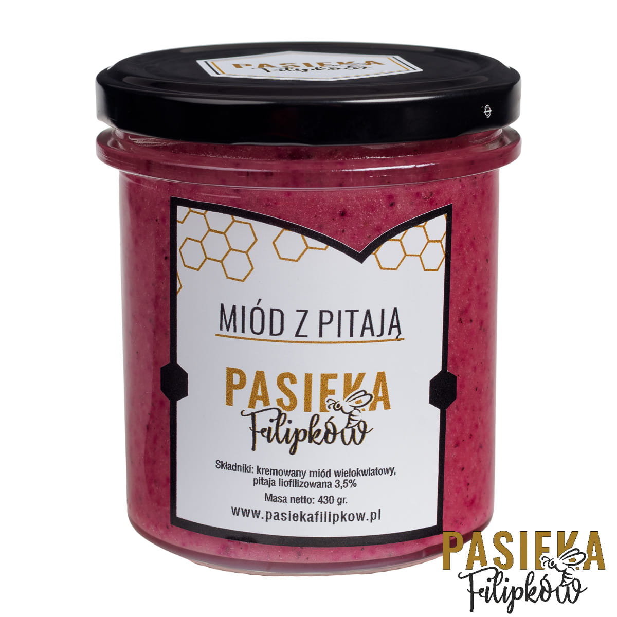 Miód z pitają (smoczy owoc) 430g Pasieka Filipków