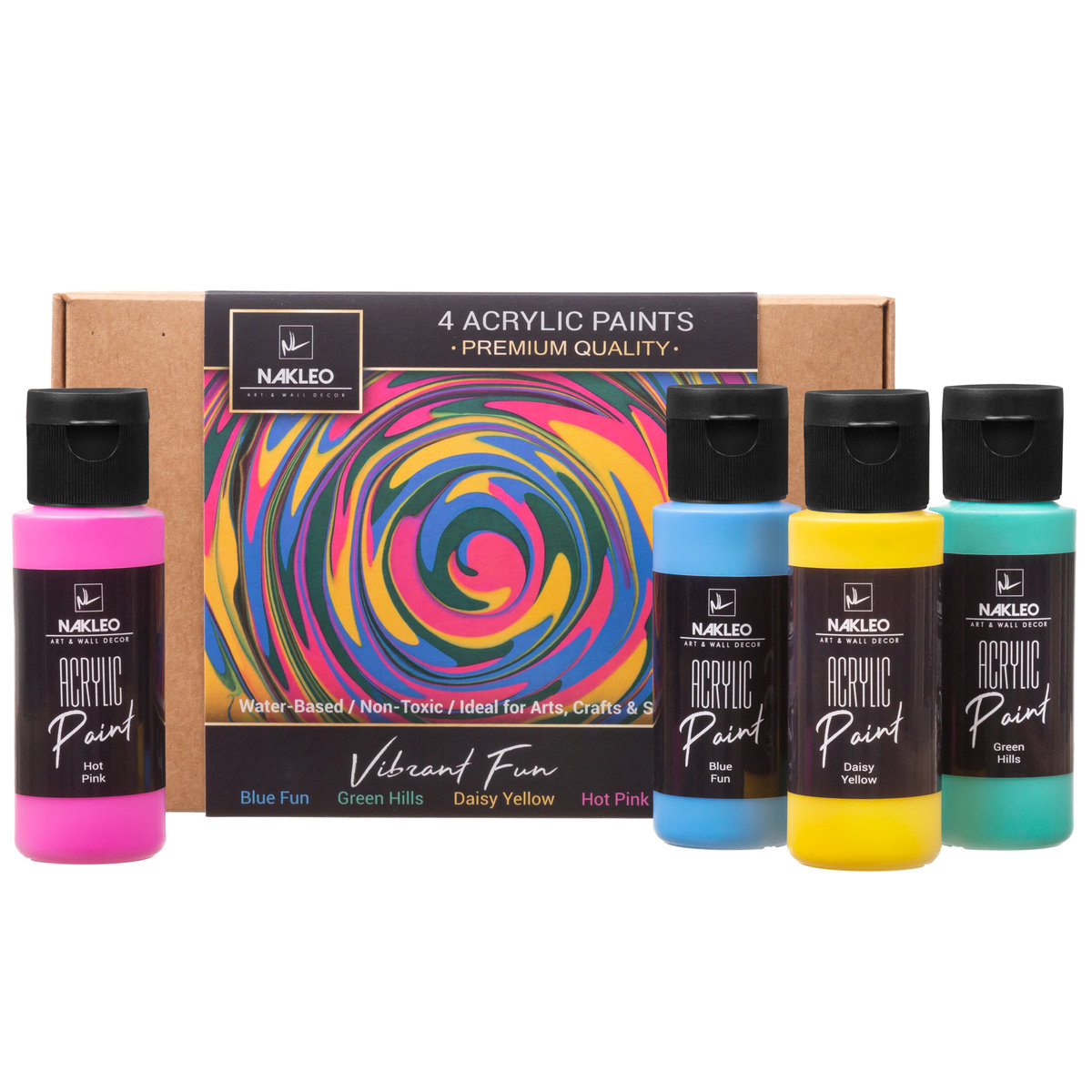 Nakleo farby akrylowe - 4x60ml - Vibrant Fun AKC-PTS-004