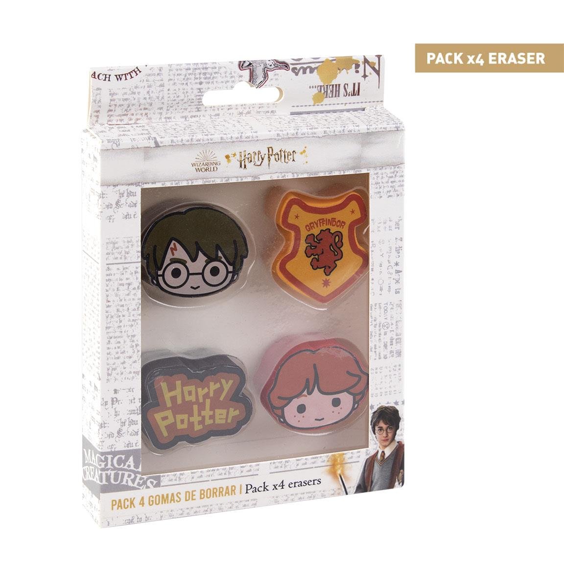 Gumki do ścierania Harry Potter - produkt licencyjny 4 sztuki