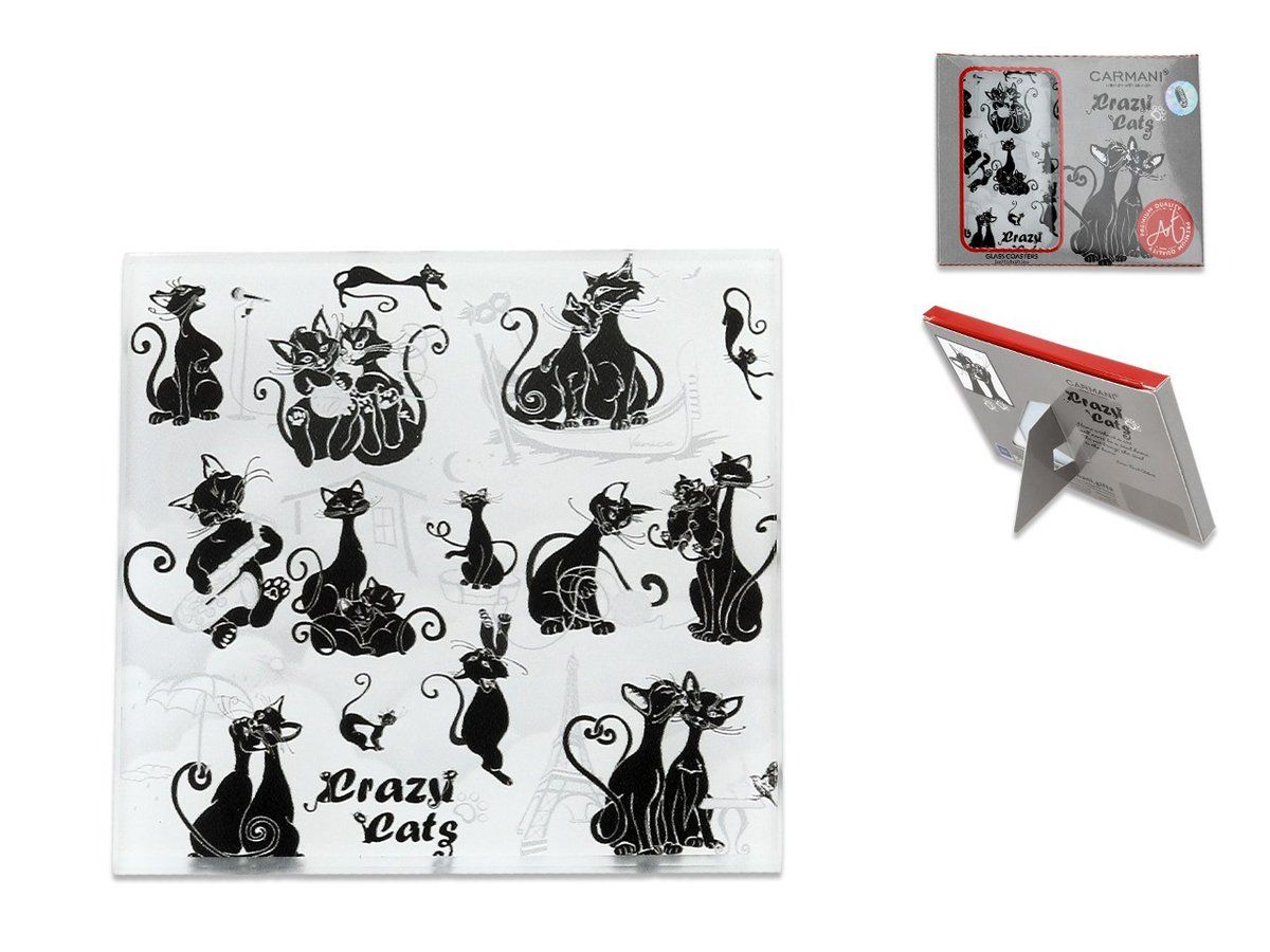Podkładka szklana - Koci świat, białe (CARMANI)