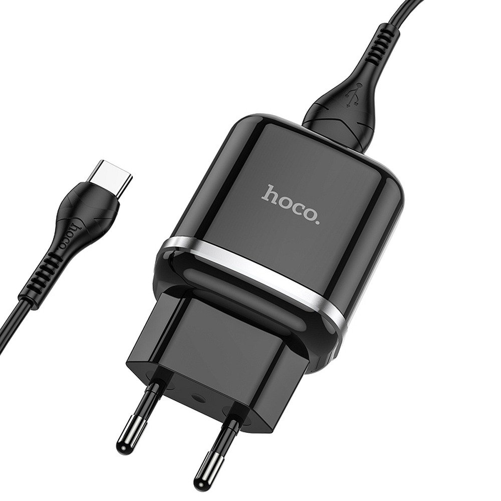 HOCO Ładowarka Sieciowa USB 18W QC3.0 3A + Kabel USB-C 1m N3 Quick Charge USB Typ C czarna