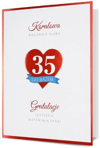 Kartka na 35 rocznicę ślubu Koralową H2530