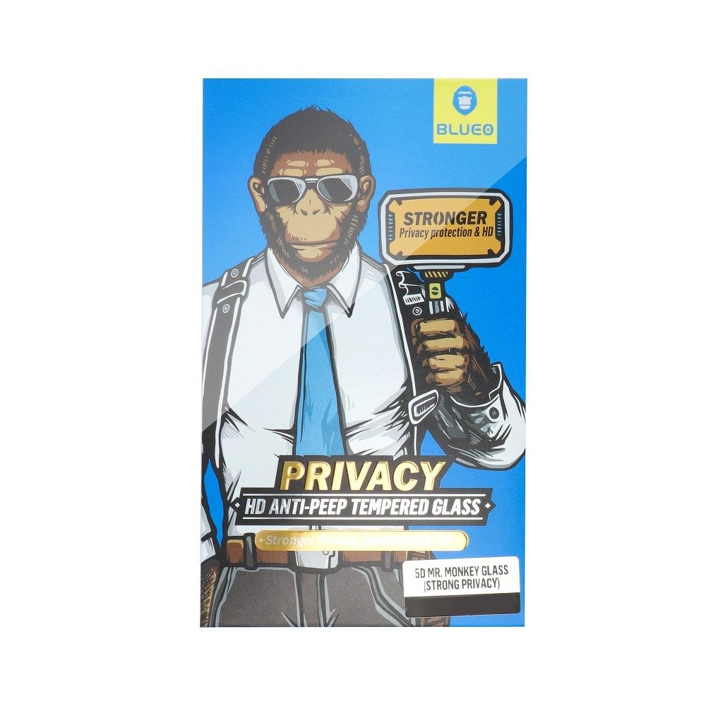 BlueO Szkło hartowane 5D Mr. Monkey Glass Apple Iphone Xr/11 Czarny (Strong Privacy)