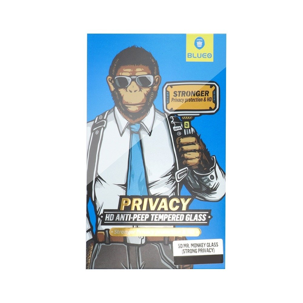 BlueO Szkło hartowane 5D Mr. Monkey Glass Apple Iphone X/Xs/11 Pro Czarny (Strong Privacy)