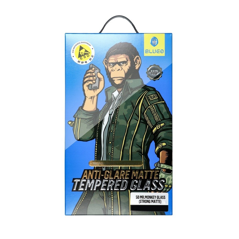 BlueO Szkło hartowane 5D Mr. Monkey Glass Apple Iphone Xr/11 Czarny (Strong Matte)