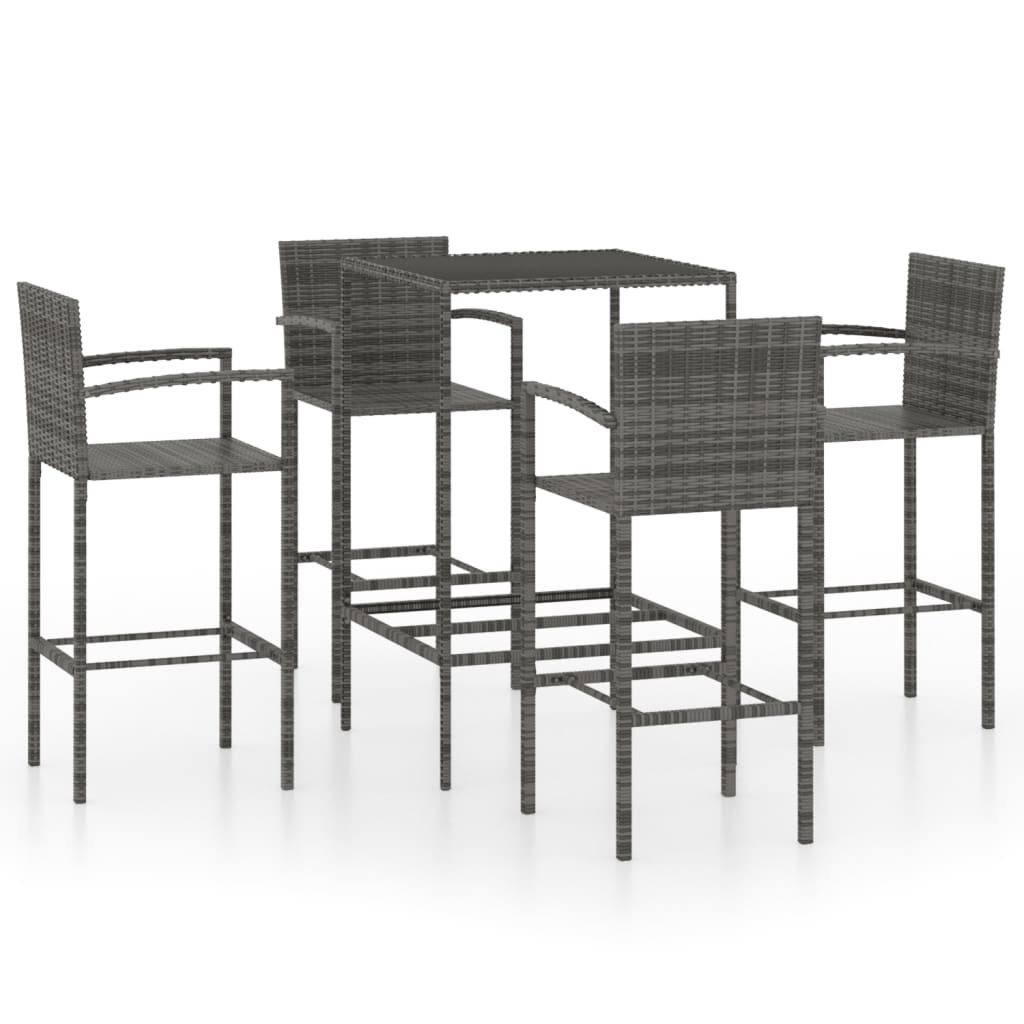 vidaXL 5-cz. zestaw mebli barowych do ogrodu, rattan PE, szary 3064841
