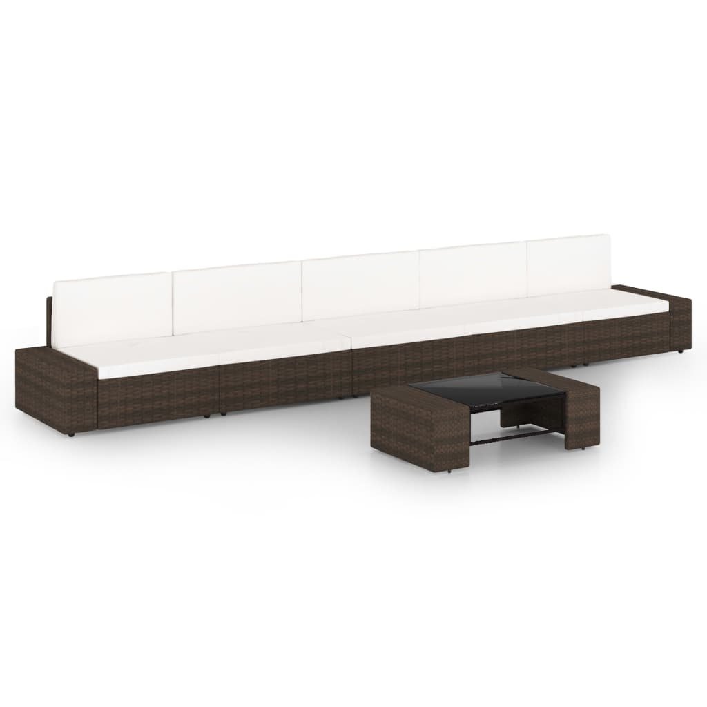 shumee shumee 6 cz ogrodowy zestaw wypoczynkowy poduszki rattan PE brąz