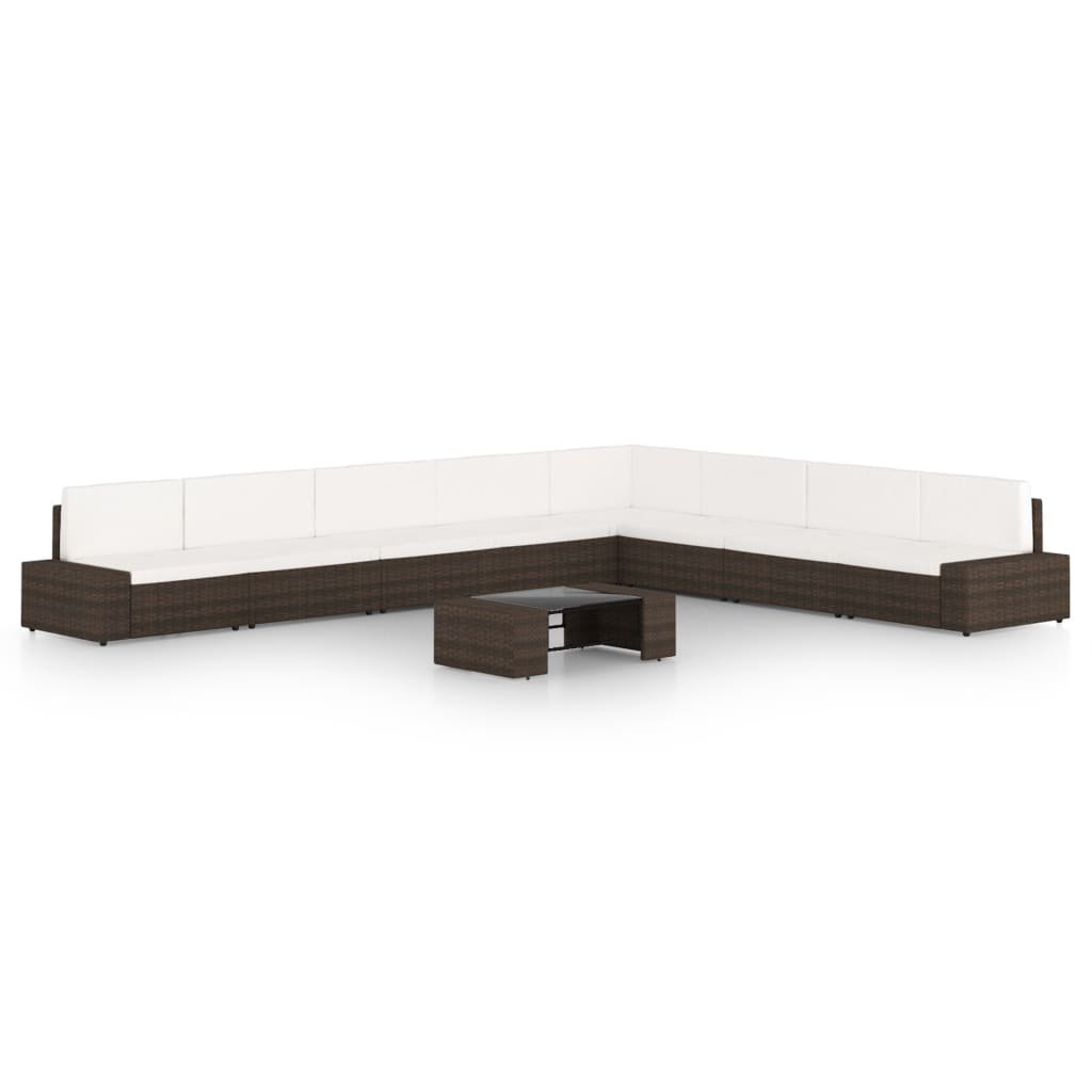 shumee shumee 9 cz ogrodowy zestaw wypoczynkowy poduszki rattan PE brąz