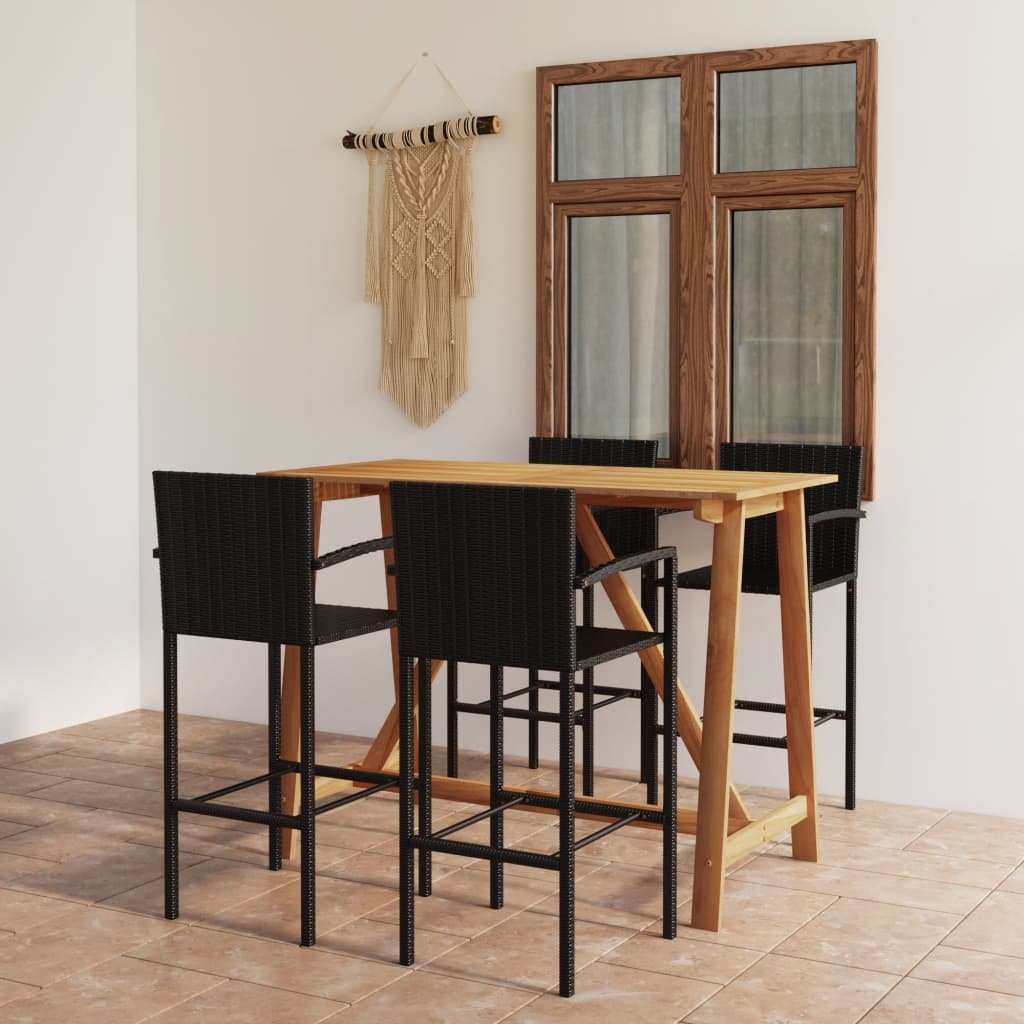 vidaXL 5-cz. zestaw mebli barowych do ogrodu, czarny 3067969