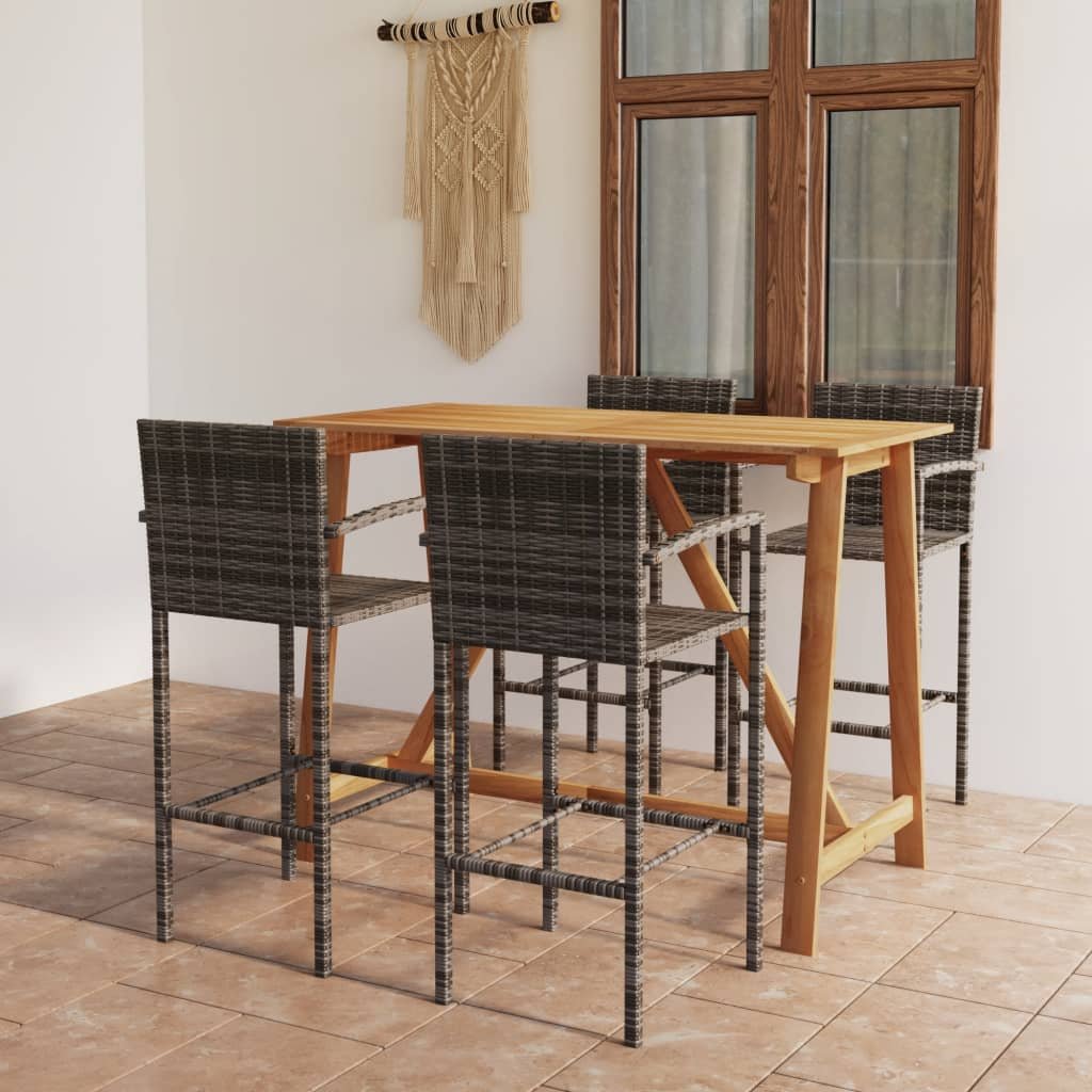 vidaXL 5-cz. zestaw mebli barowych do ogrodu, szary 3067970