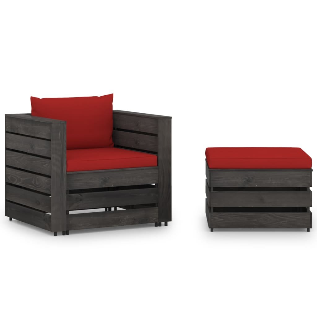 vidaXL 2-cz. zestaw wypoczynkowy do ogrodu, z poduszkami, drewniany 3068150