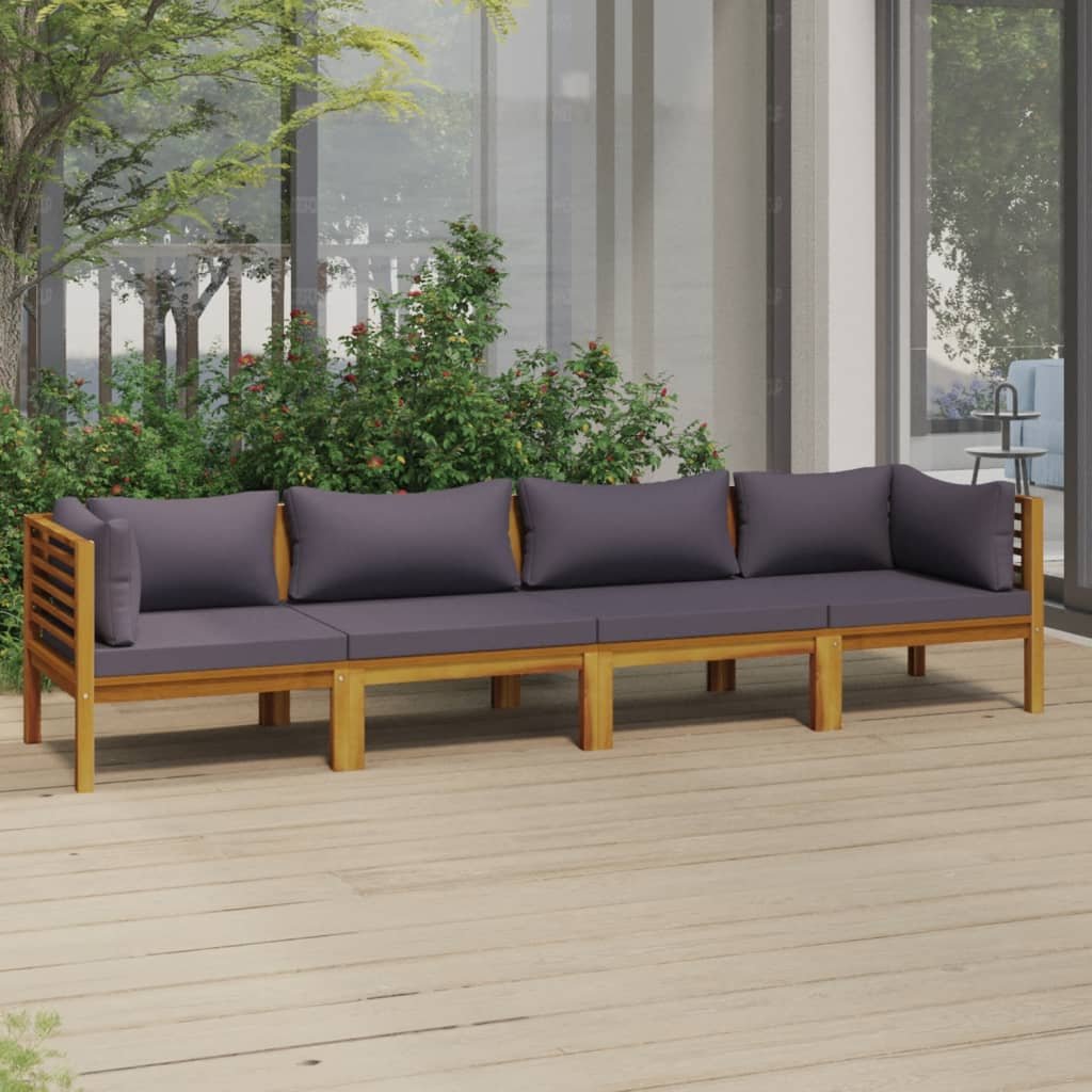 vidaXL 4-osobowa sofa ogrodowa z poduszkami, lite drewno akacjowe