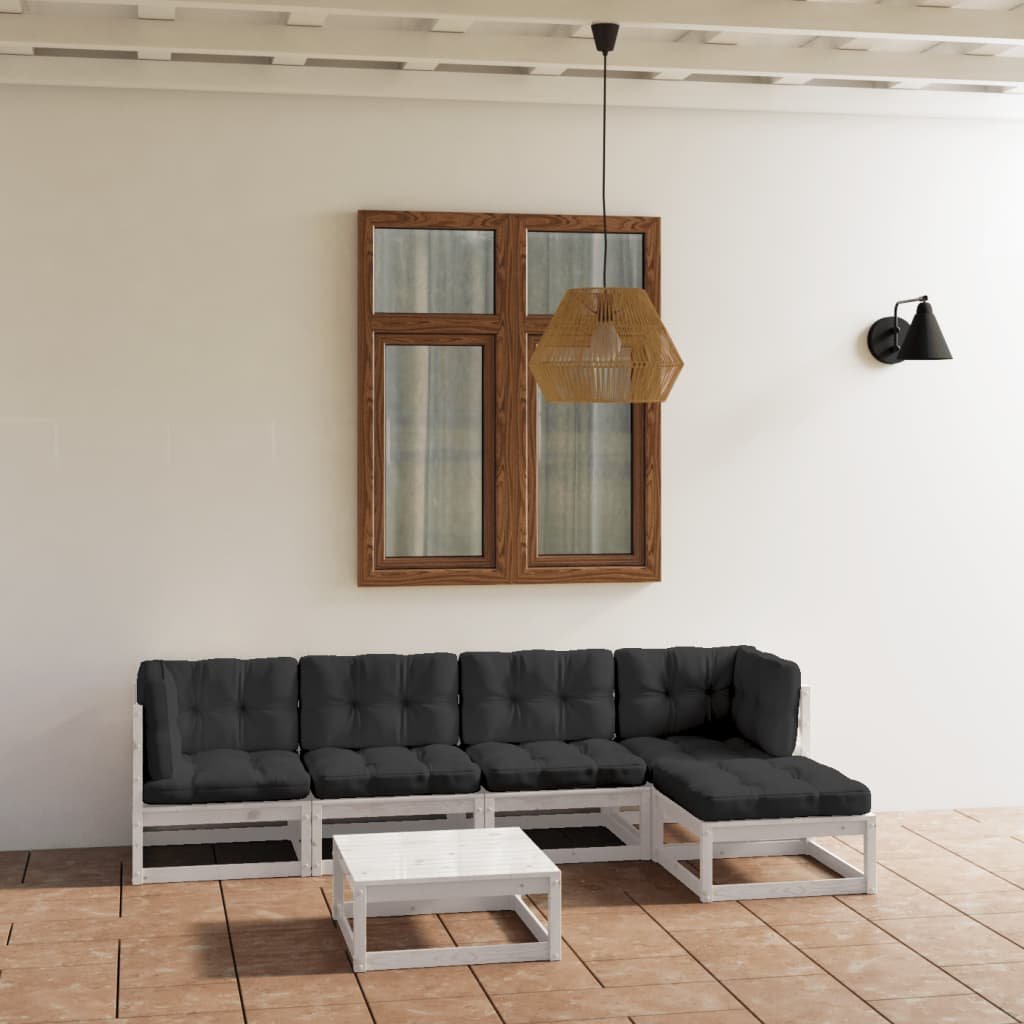 vidaXL 6-cz zestaw wypoczynkowy do ogrodu z poduszkami lita sosna 3076590