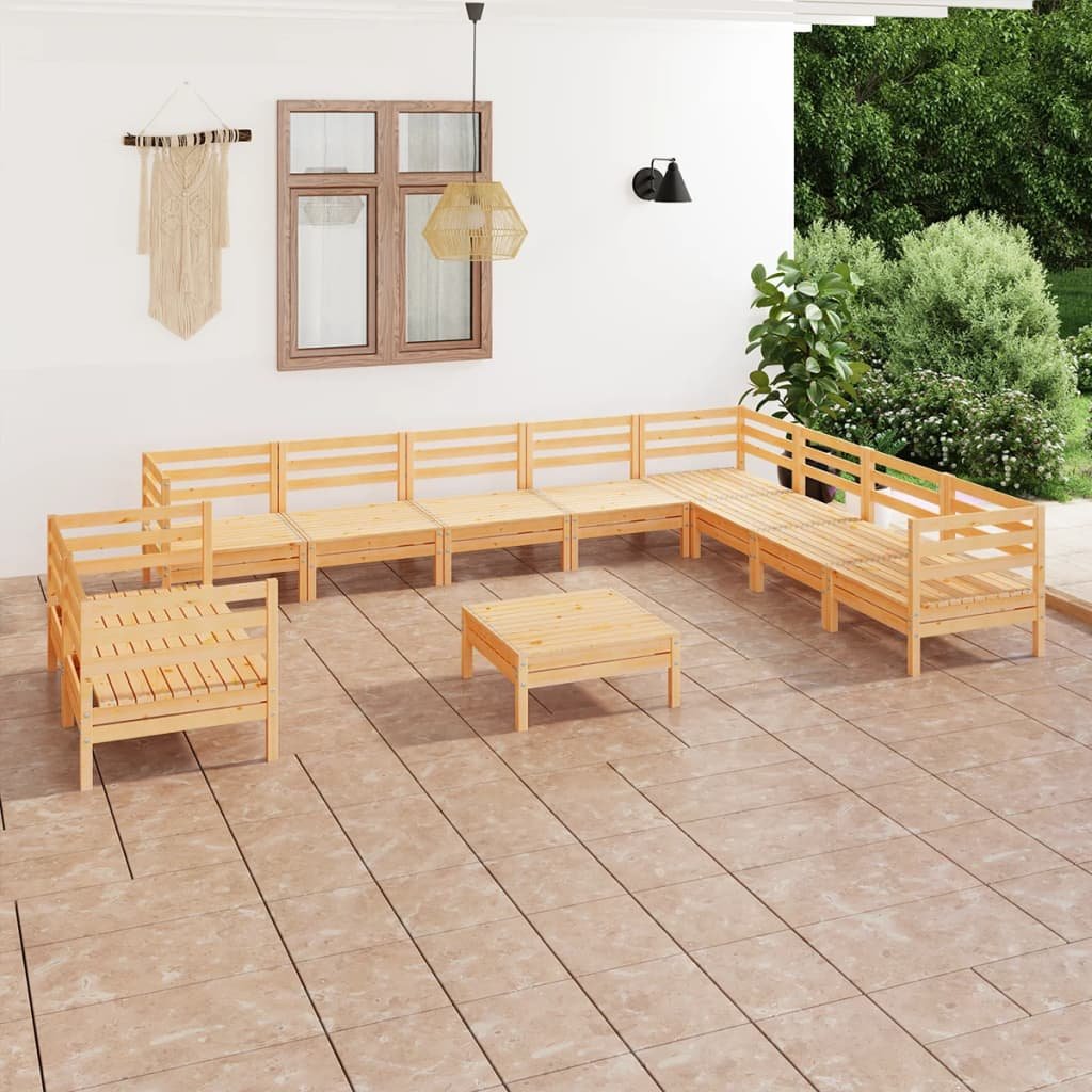 vidaXL 11-cz zestaw wypoczynkowy do ogrodu lite drewno sosnowe 3083199