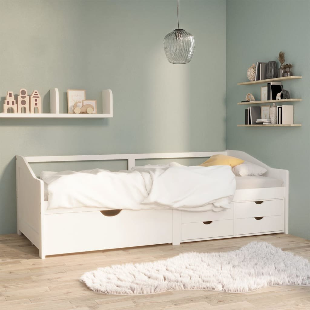 shumee shumee 3 osobowa sofa/łóżko z szufladami biała sosnowa 90 x 200 cm